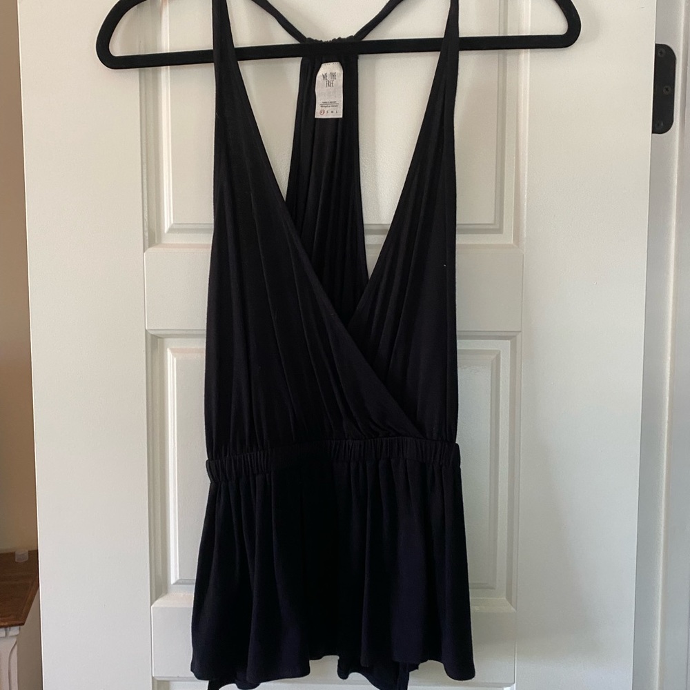 Free People Black Wrap V neck Tank
